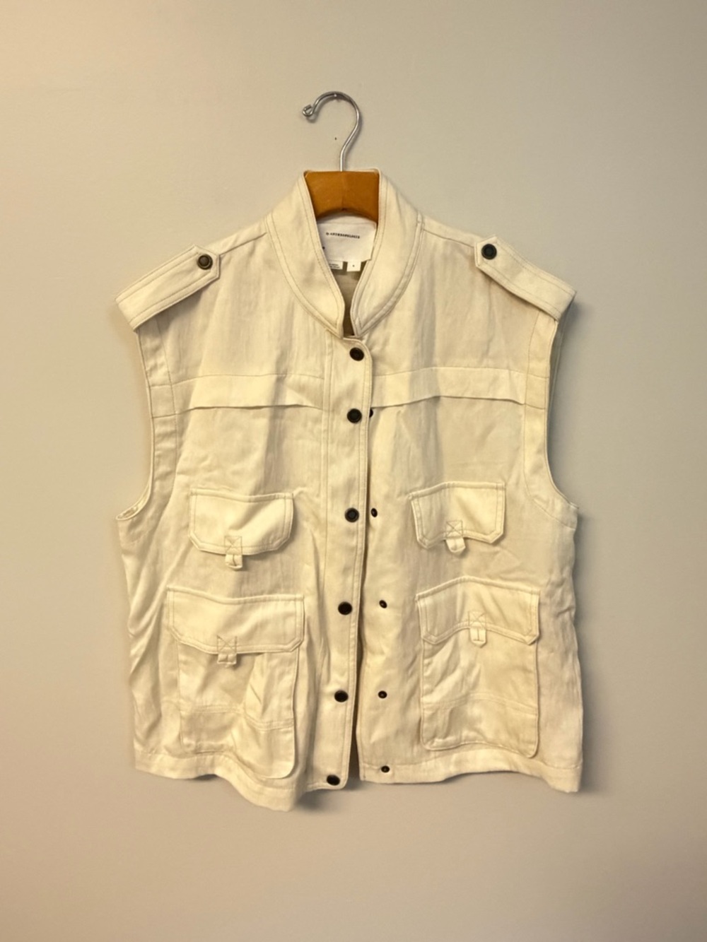 By Anthropologie Utility Pocket Vest in Cream small NWT
